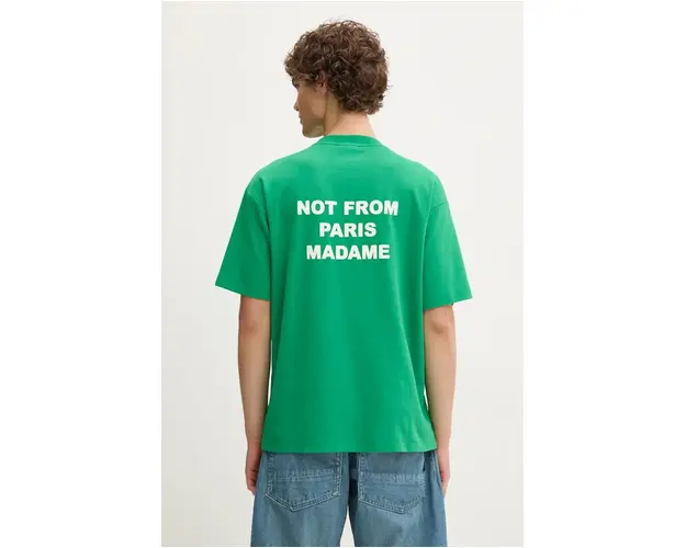 Drôle de Monsieur tricou Le T-Shirt Slogan barbati, culoarea verde, cu imprimeu, E-TS203-CO002-GN