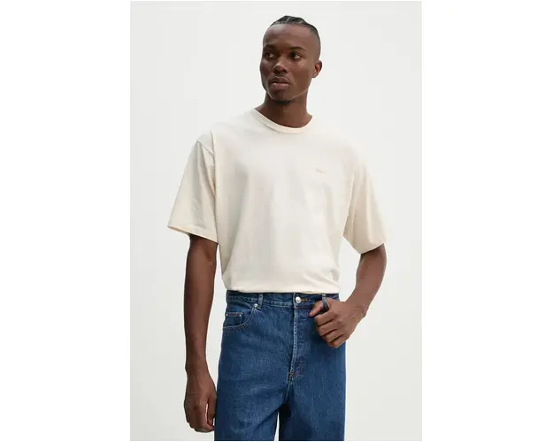 Won Hundred tricou din bumbac barbati, culoarea bej, neted, 3300-12063