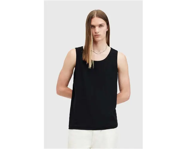 AllSaints top din bumbac EDWARDS VEST culoarea negru, M008JB