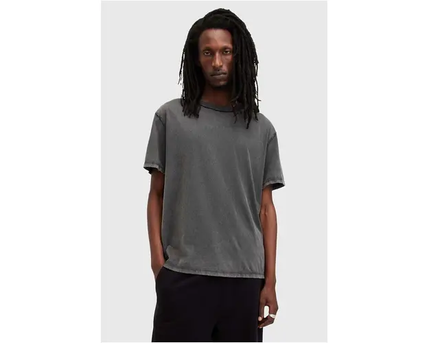 AllSaints tricou din bumbac HEATH SS CREW barbati, culoarea negru, neted, M013JA