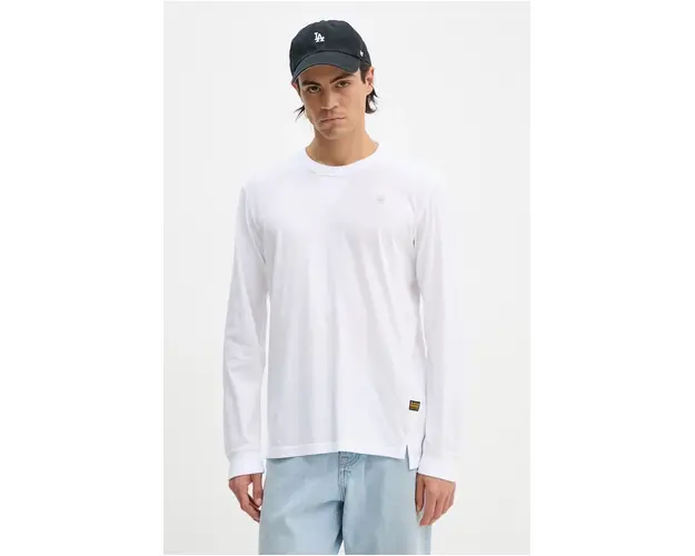 G-Star Raw longsleeve din bumbac culoarea alb, neted, D25076-336