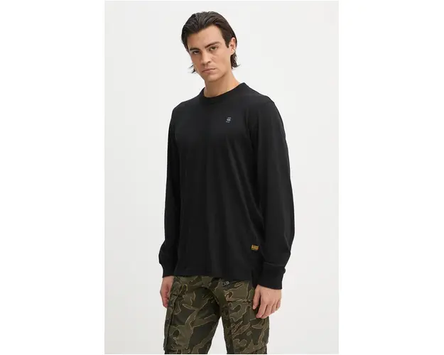 G-Star Raw longsleeve din bumbac culoarea negru, neted, D25076-336