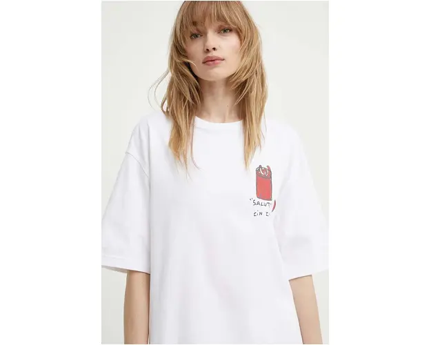 Samsoe Samsoe tricou din bumbac SAGIOTTO culoarea alb, cu imprimeu, U24200007