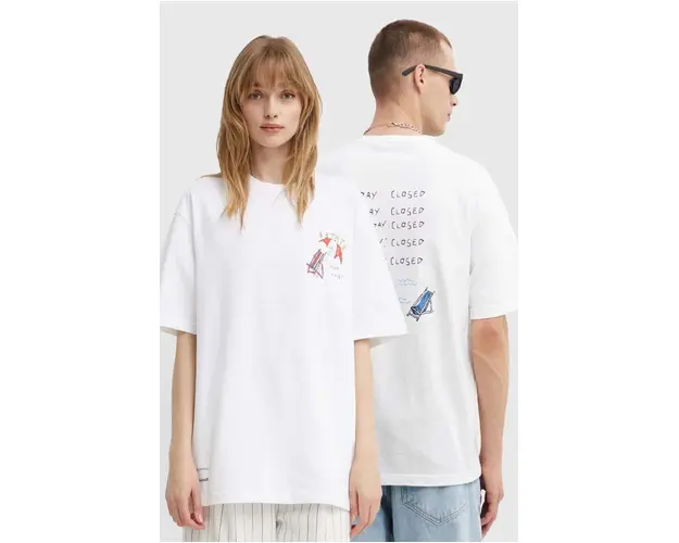 Samsoe Samsoe tricou din bumbac SAGIOTTO culoarea alb, cu imprimeu, U24200007
