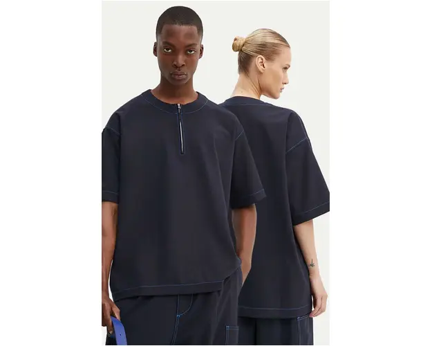 Sunnei tricou din lana culoarea albastru marin, neted, RTWXTOP002