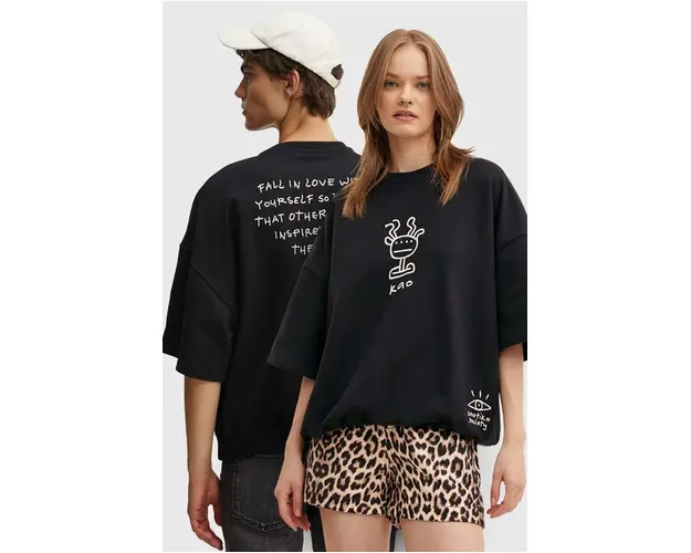 Kaotiko bluza culoarea negru, cu imprimeu, AP056-01-G002