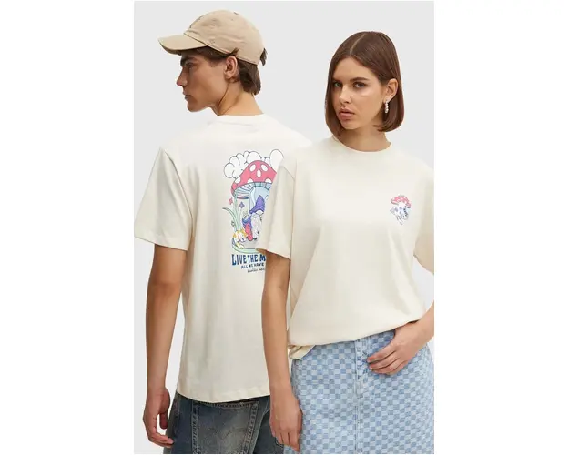 Kaotiko tricou din bumbac culoarea bej, cu imprimeu, AP042-01S-G002
