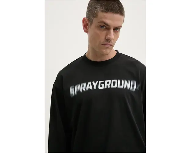 Sprayground longsleeve din bumbac culoarea negru, cu imprimeu, SP624