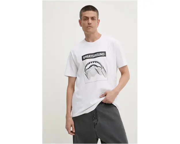 Sprayground tricou din bumbac culoarea alb, cu imprimeu, SP667