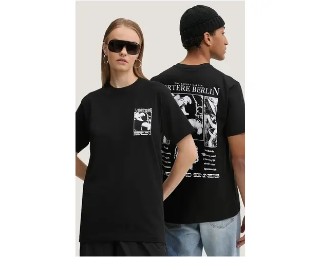 Vertere Berlin tricou din bumbac culoarea negru, cu imprimeu, VER T250