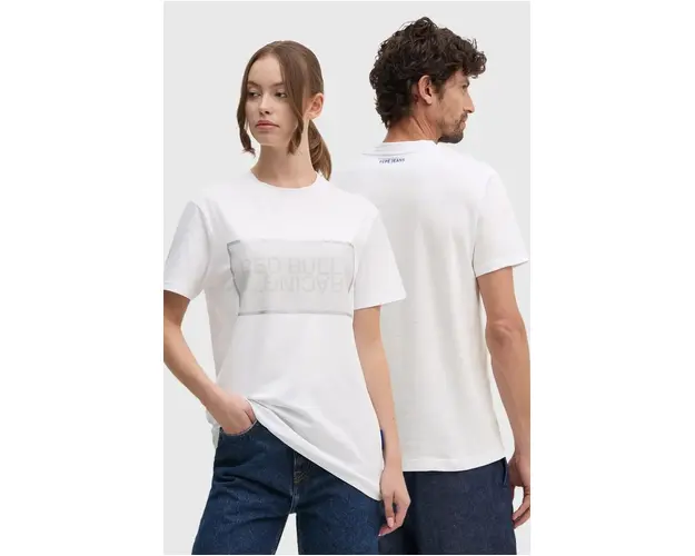 Pepe Jeans tricou din bumbac Red Bull Racing x Pepe Jeans culoarea alb, cu imprimeu, RU500004