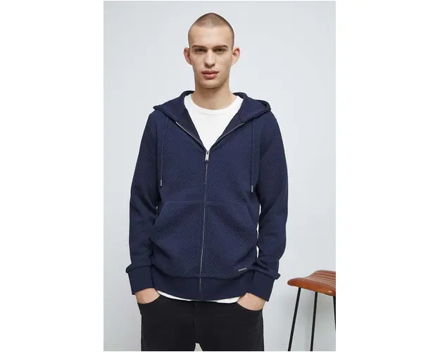 Medicine bluza barbati, culoarea bleumarin, cu gluga, uni