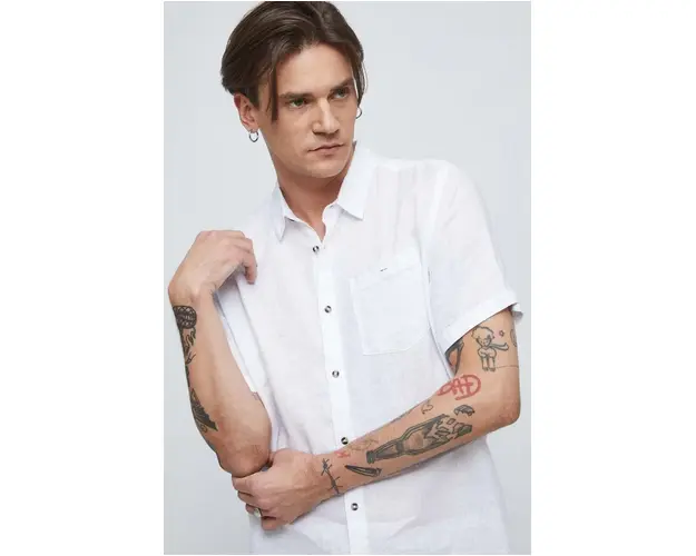 Medicine camasa de in culoarea alb, cu guler clasic, regular