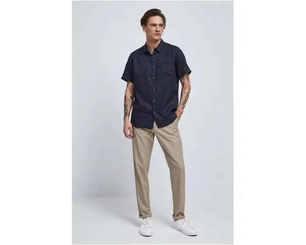 Medicine camasa de in culoarea bleumarin, cu guler clasic, regular