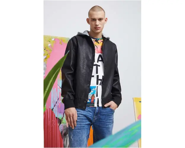 Medicine geaca bomber barbati, culoarea negru, de tranzitie
