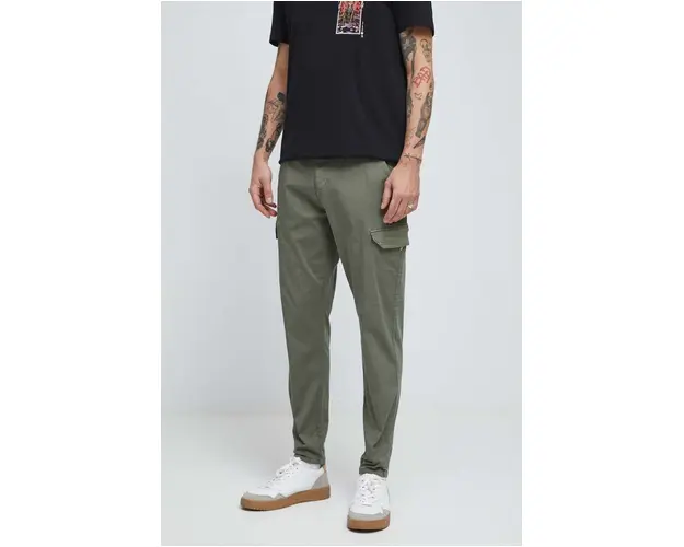 Medicine pantaloni barbati, culoarea verde, cu fason cargo