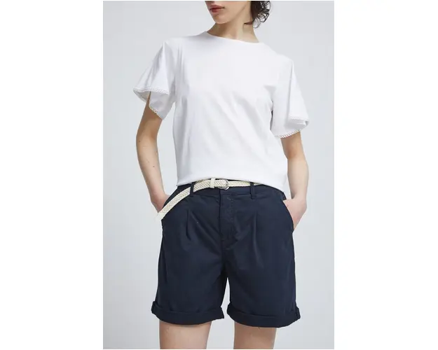 Medicine pantaloni scurti femei, culoarea bleumarin, uni, medium waist
