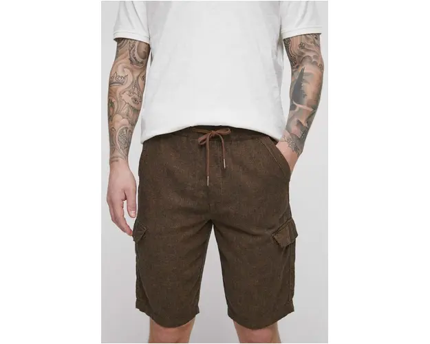 Medicine pantaloni scurti din in culoarea maro