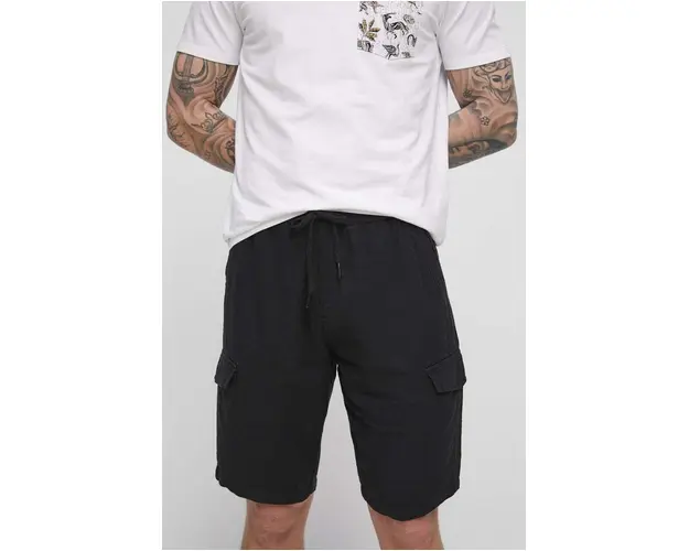 Medicine pantaloni scurti din in culoarea negru