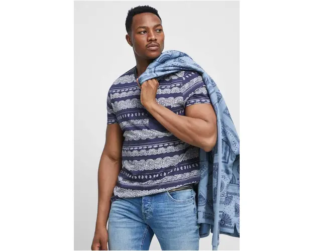 Medicine tricou din bumbac culoarea bleumarin, cu imprimeu