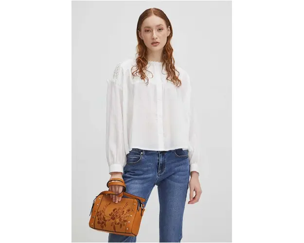 Medicine bluza femei, culoarea alb, neted