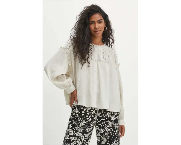 Medicine bluza femei, culoarea bej, neted