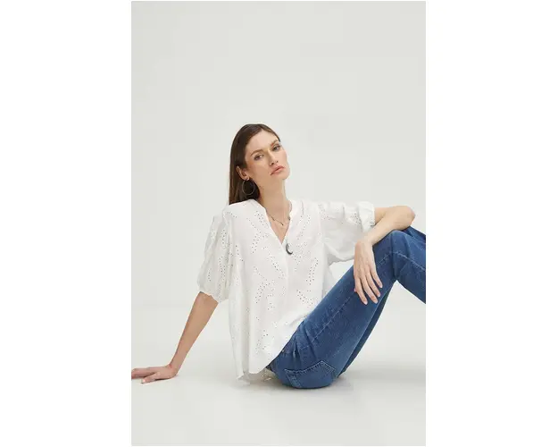 Medicine bluza femei, culoarea bej, cu imprimeu