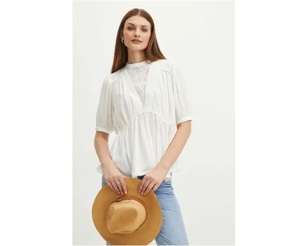 Medicine bluza femei, culoarea alb, cu imprimeu