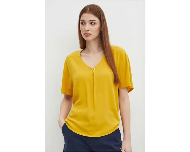 Medicine bluza femei, culoarea galben, neted