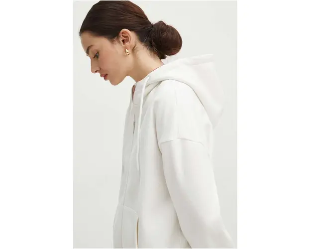 Medicine bluza femei, culoarea bej, cu gluga, neted