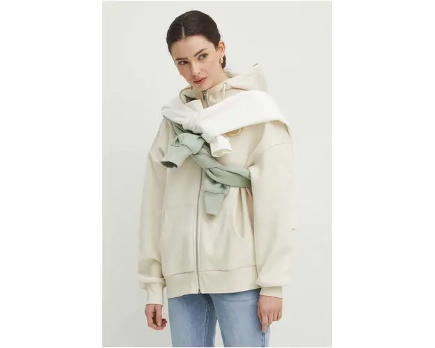 Medicine bluza femei, culoarea bej, cu gluga, neted