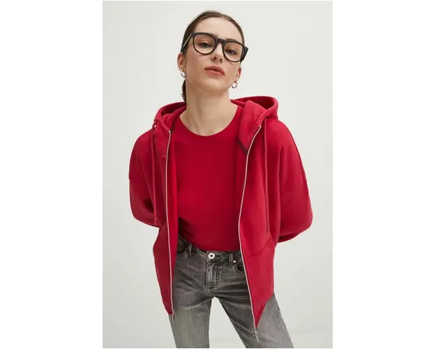 Medicine bluza femei, culoarea roz, cu gluga, neted