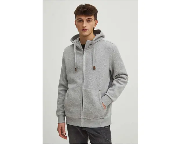 Medicine bluza barbati, culoarea gri, cu gluga, neted