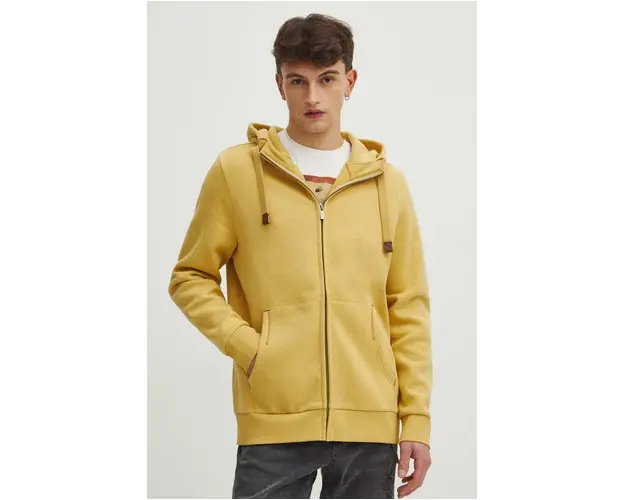 Medicine bluza barbati, culoarea galben, cu gluga, neted