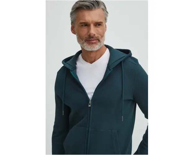 Medicine bluza barbati, culoarea verde, cu gluga, neted