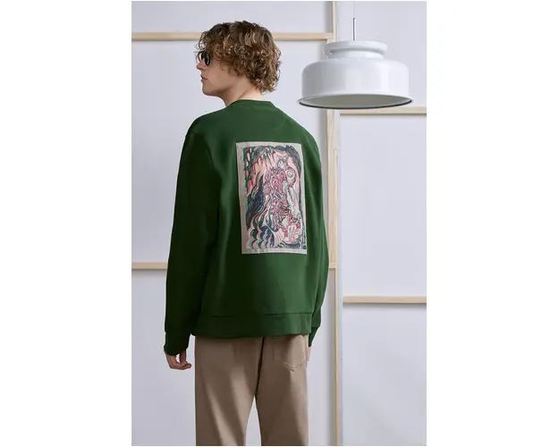 Medicine bluza barbati, culoarea verde, cu imprimeu