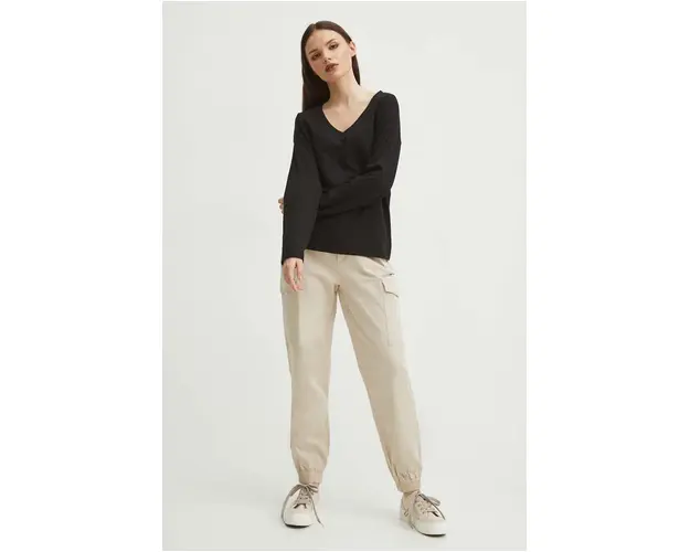 Medicine longsleeve din bumbac femei, culoarea negru