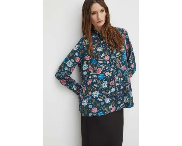 Medicine camasa femei, culoarea bleumarin, cu guler clasic, regular