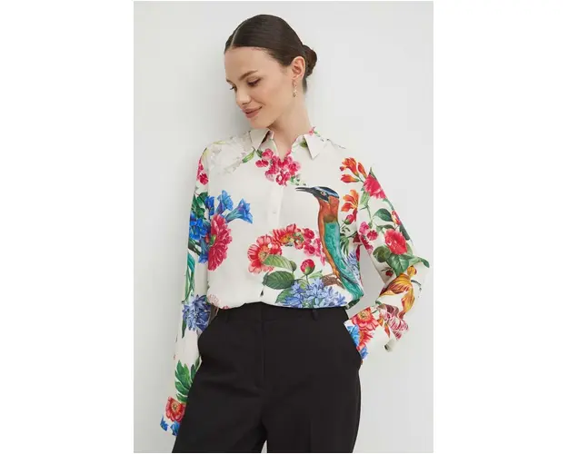 Medicine camasa femei, culoarea alb, cu guler clasic, regular