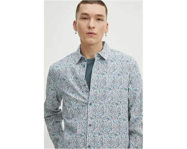 Medicine camasa barbati, culoarea alb, cu guler clasic, slim