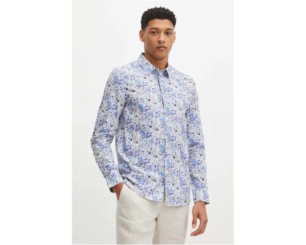 Medicine camasa barbati, culoarea alb, cu guler clasic, slim