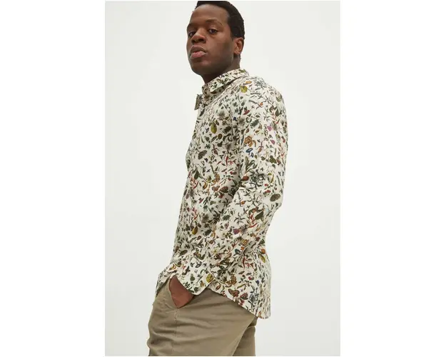 Medicine camasa barbati, culoarea alb, cu guler clasic, slim