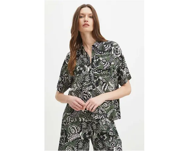 Medicine camasa femei, culoarea verde, relaxed