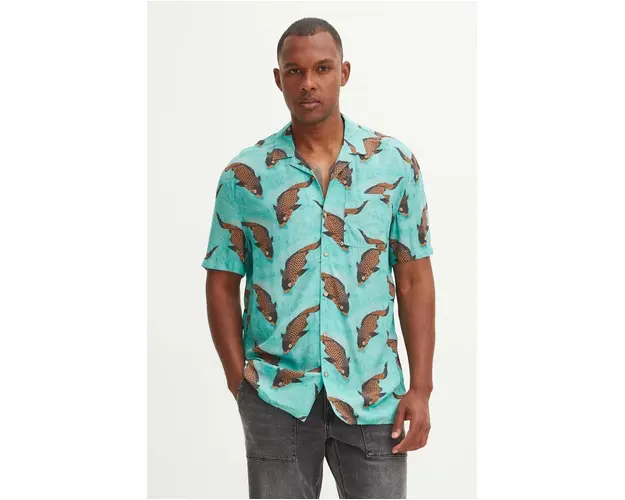 Medicine camasa barbati, culoarea turcoaz, regular