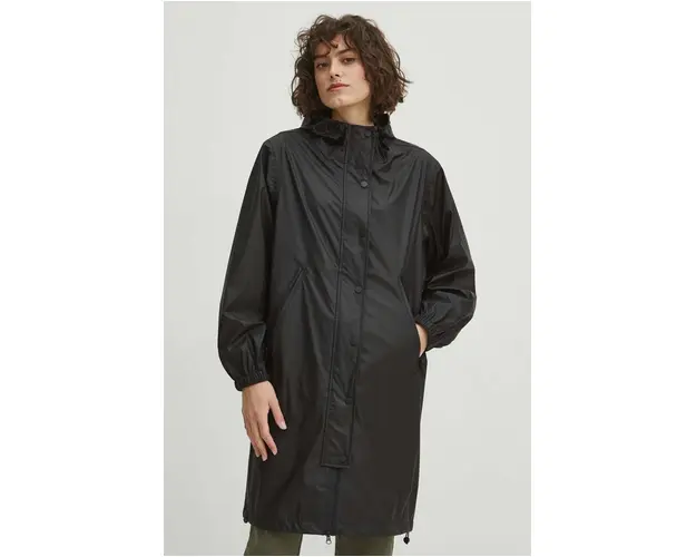 Medicine palton de ploaie femei, culoarea negru, de tranzitie, oversize
