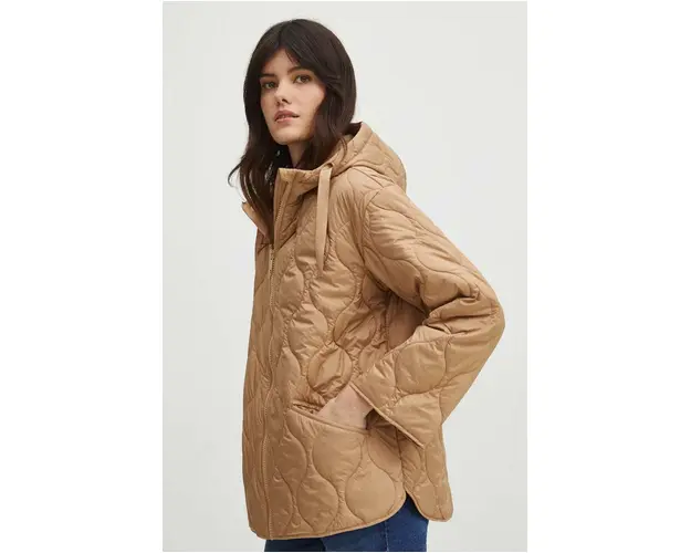 Medicine geaca femei, culoarea bej, de tranzitie, oversize