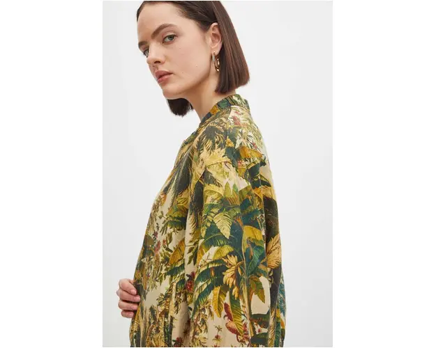 Medicine jacheta bomber din in femei, culoarea bej, de tranzitie, oversize