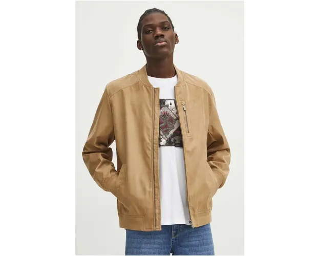 Medicine geaca bomber barbati, culoarea bej, de tranzitie