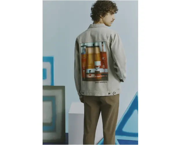 Medicine geaca de blugi din bumbac culoarea bej, de tranzitie