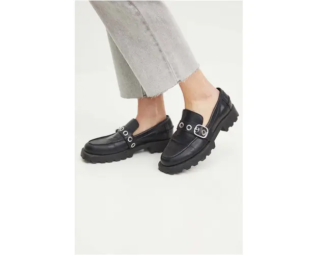 Medicine mocasini femei, culoarea negru, cu platforma